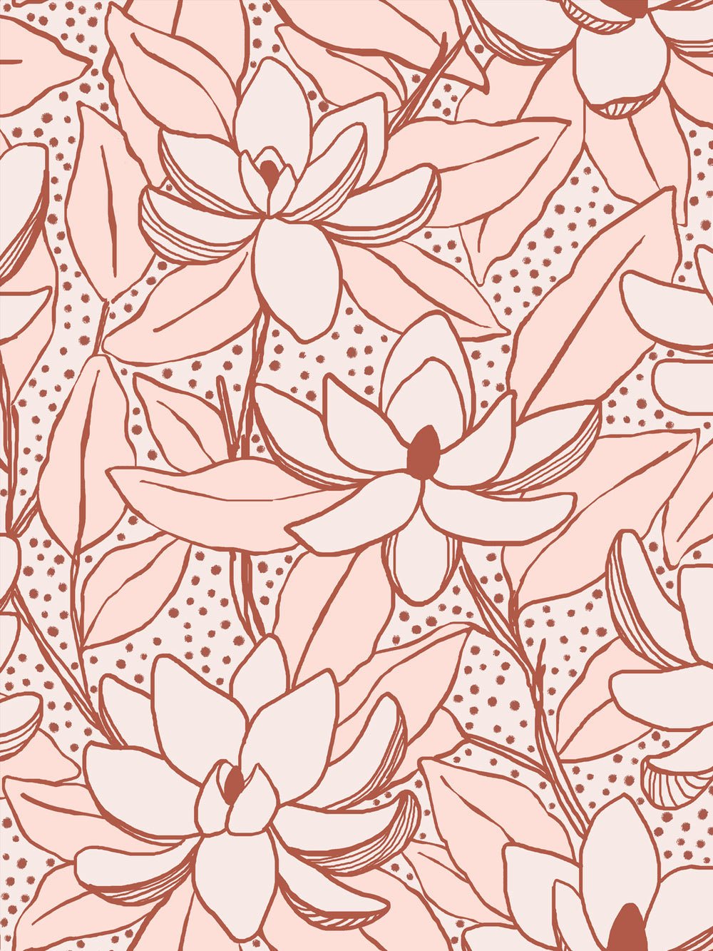 Close crop of pale blush-cream flowers magnolia blooms on soft blush pink
