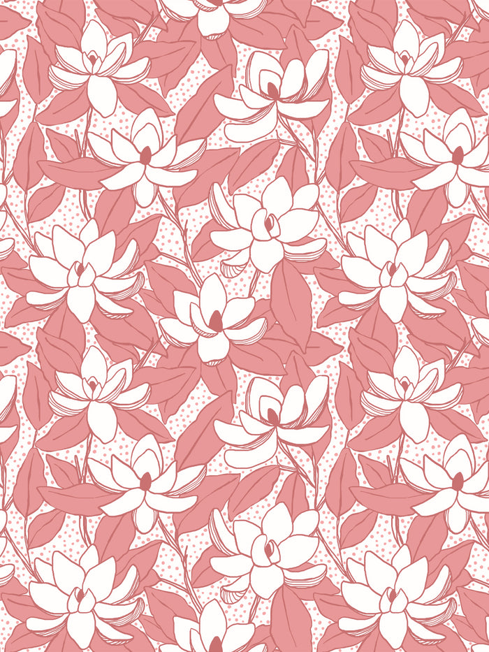 'Magnolias' Wallpaper by Wallshoppe - Pomelo Pink