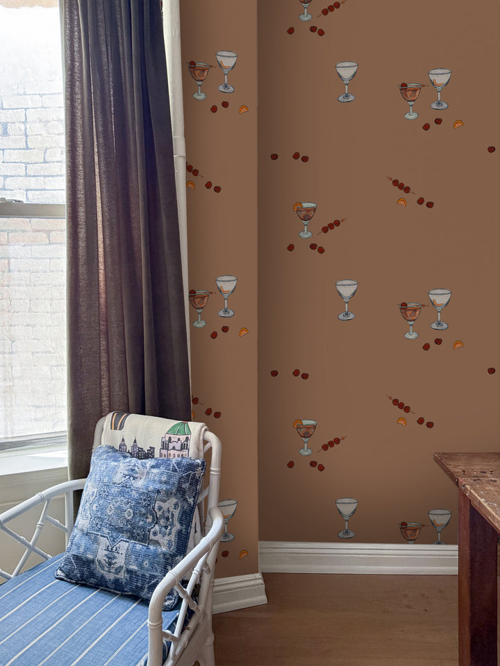 'Manhattan' Wallpaper by Carly Beck City Blue - Latte