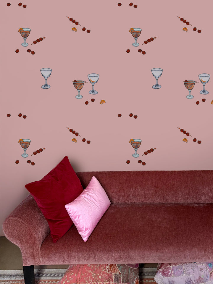 'Manhattan' Wallpaper by Carly Beck City Blue - Pink