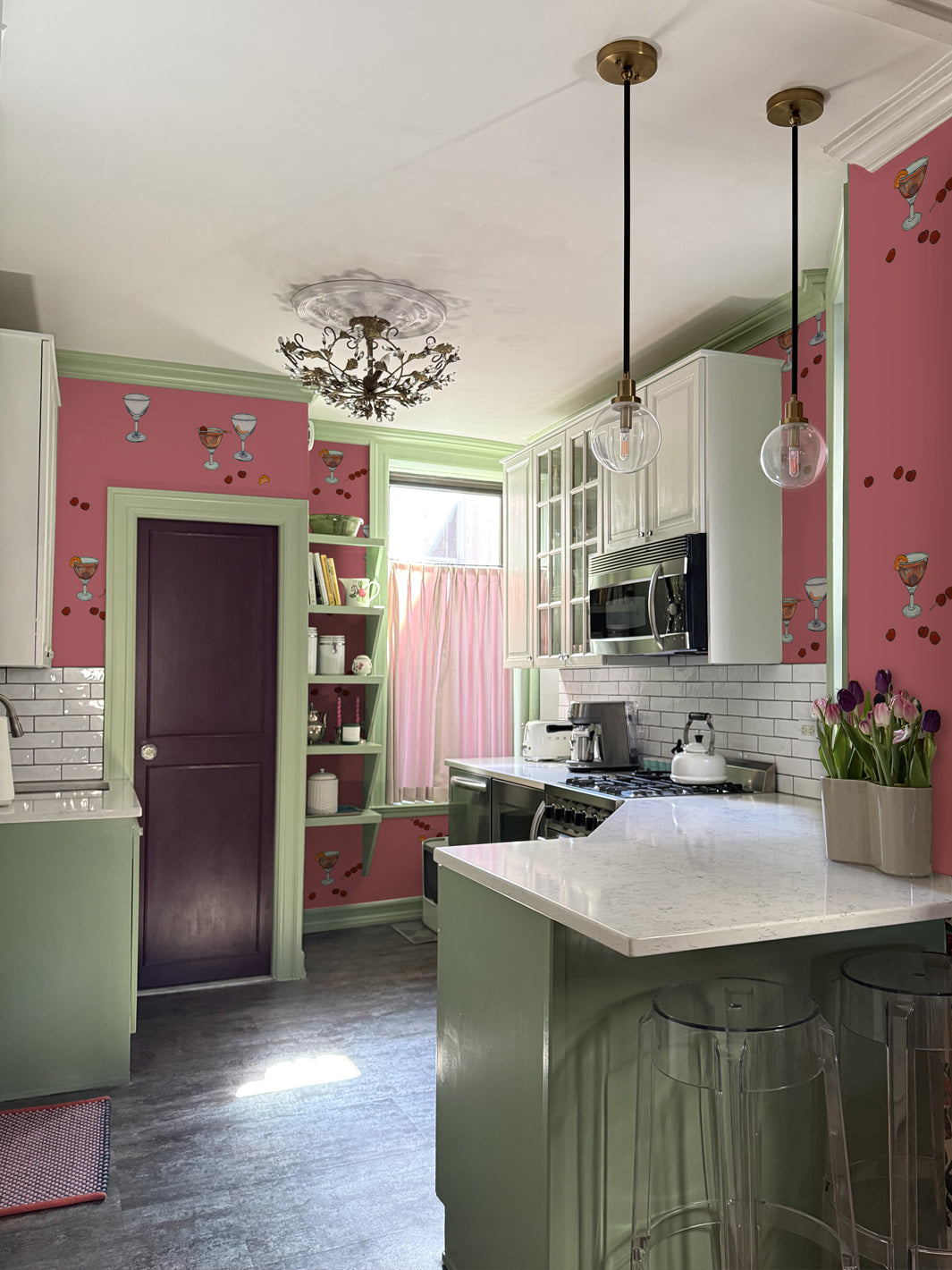 'Manhattan' Wallpaper by Carly Beck City Blue - Rose