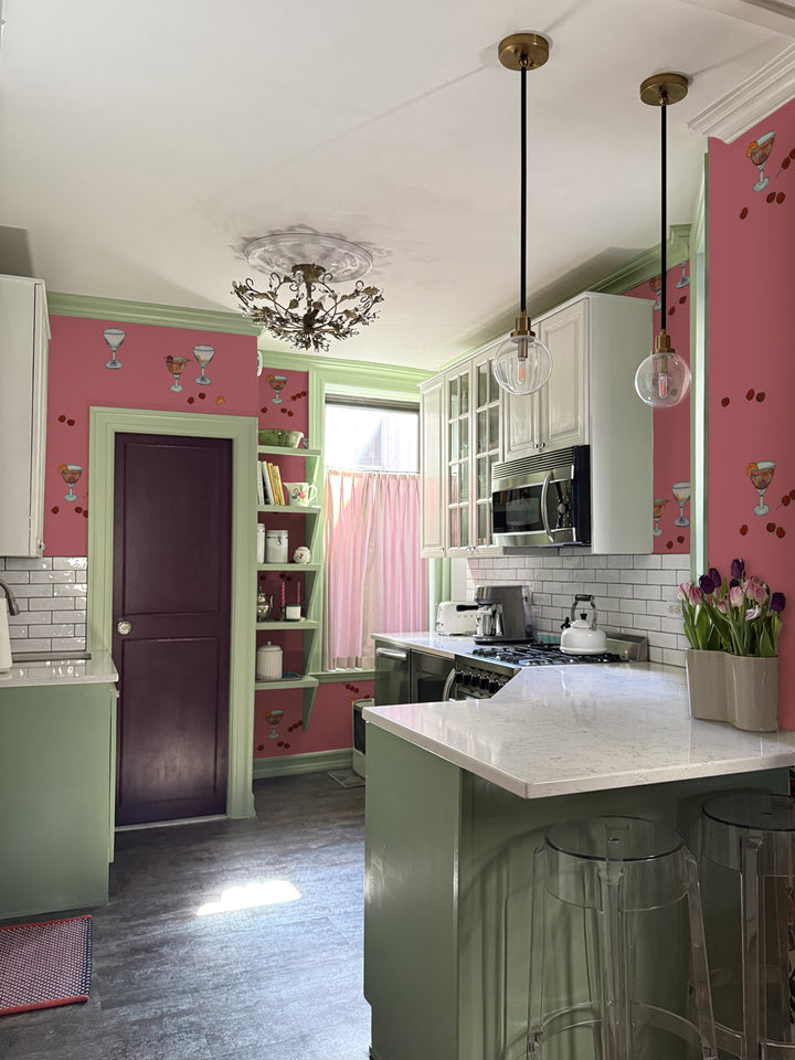 'Manhattan' Wallpaper by Carly Beck City Blue - Rose