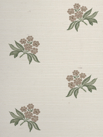 'Marian Ditsy' Grasscloth Wallpaper by Nathan Turner - Taupe Green