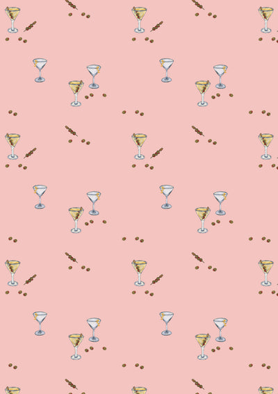 'Martini' Gift Wrap by Carly Beck - Pink