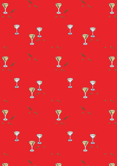 'Martini' Gift Wrap by Carly Beck - Red