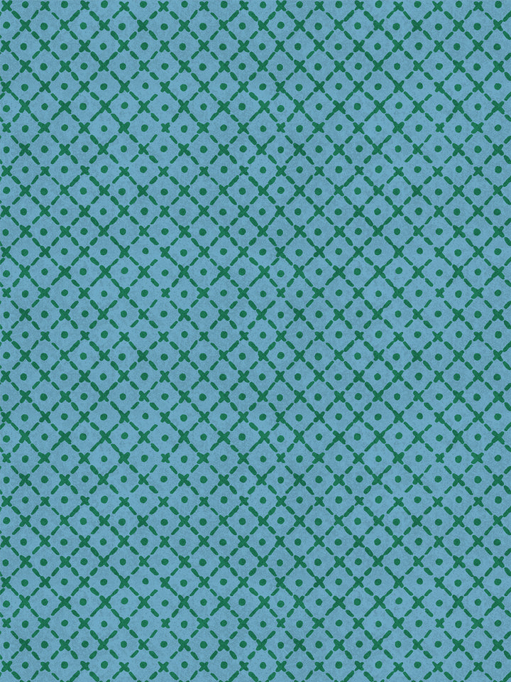 'Matelassé' Wallpaper by Clare V. - Azure Green