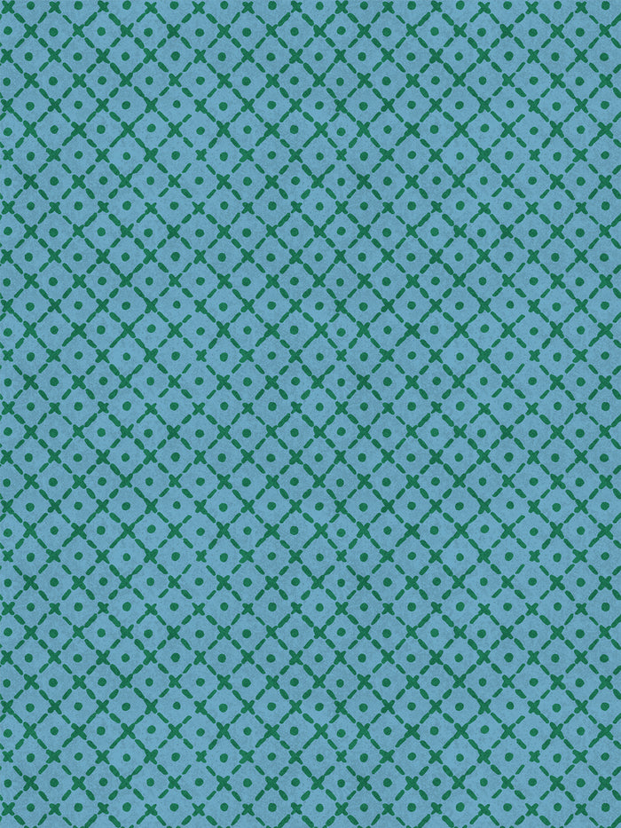'Matelassé' Wallpaper by Clare V. - Azure Green