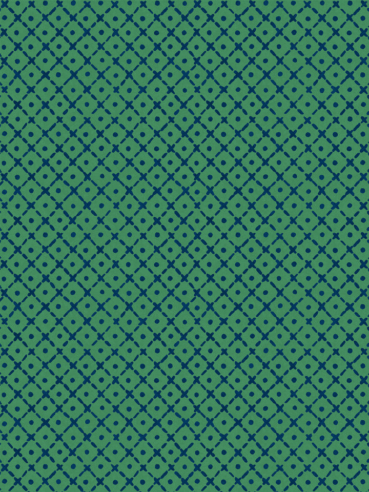 'Matelassé' Wallpaper by Clare V. - Green Navy