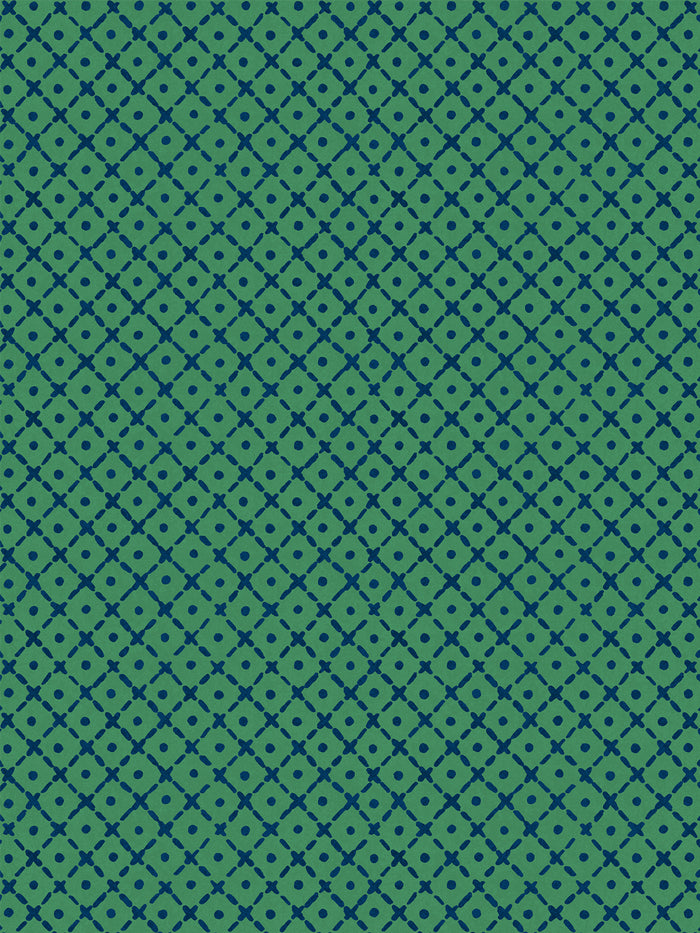 'Matelassé' Wallpaper by Clare V. - Green Navy