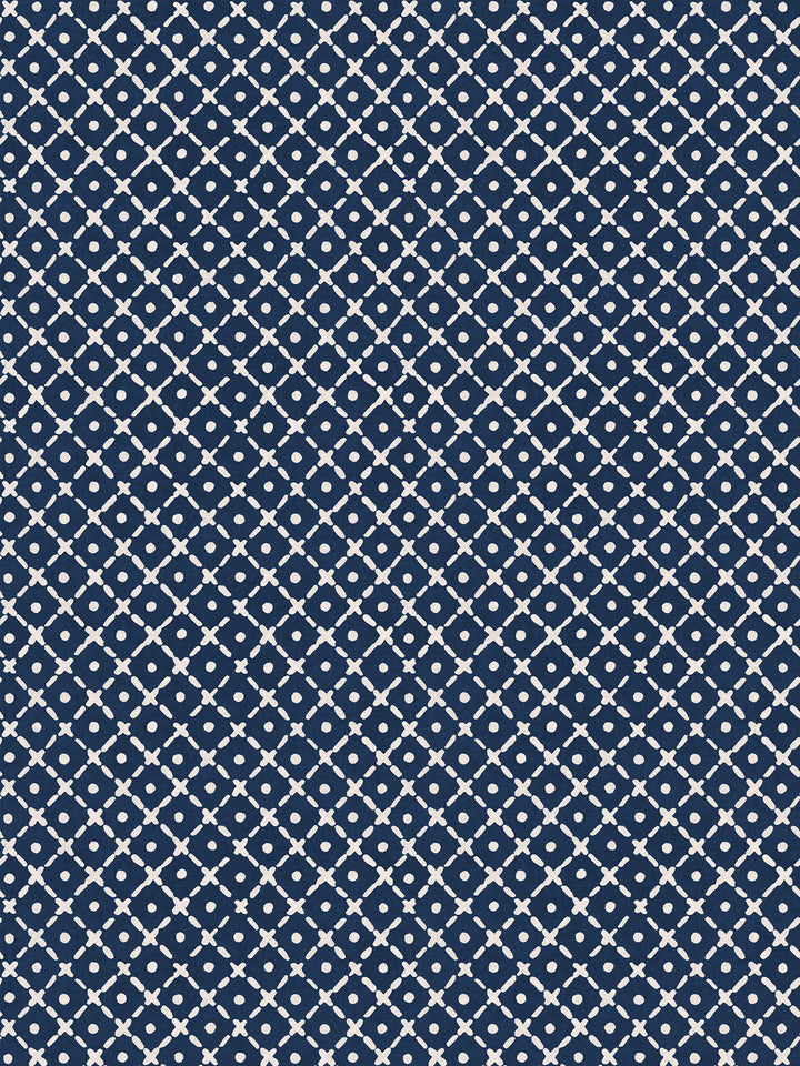 'Matelassé' Wallpaper by Clare V. - Navy Cream
