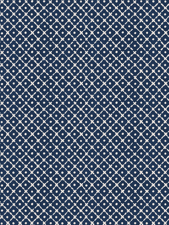 'Matelassé' Wallpaper by Clare V. - Navy Cream