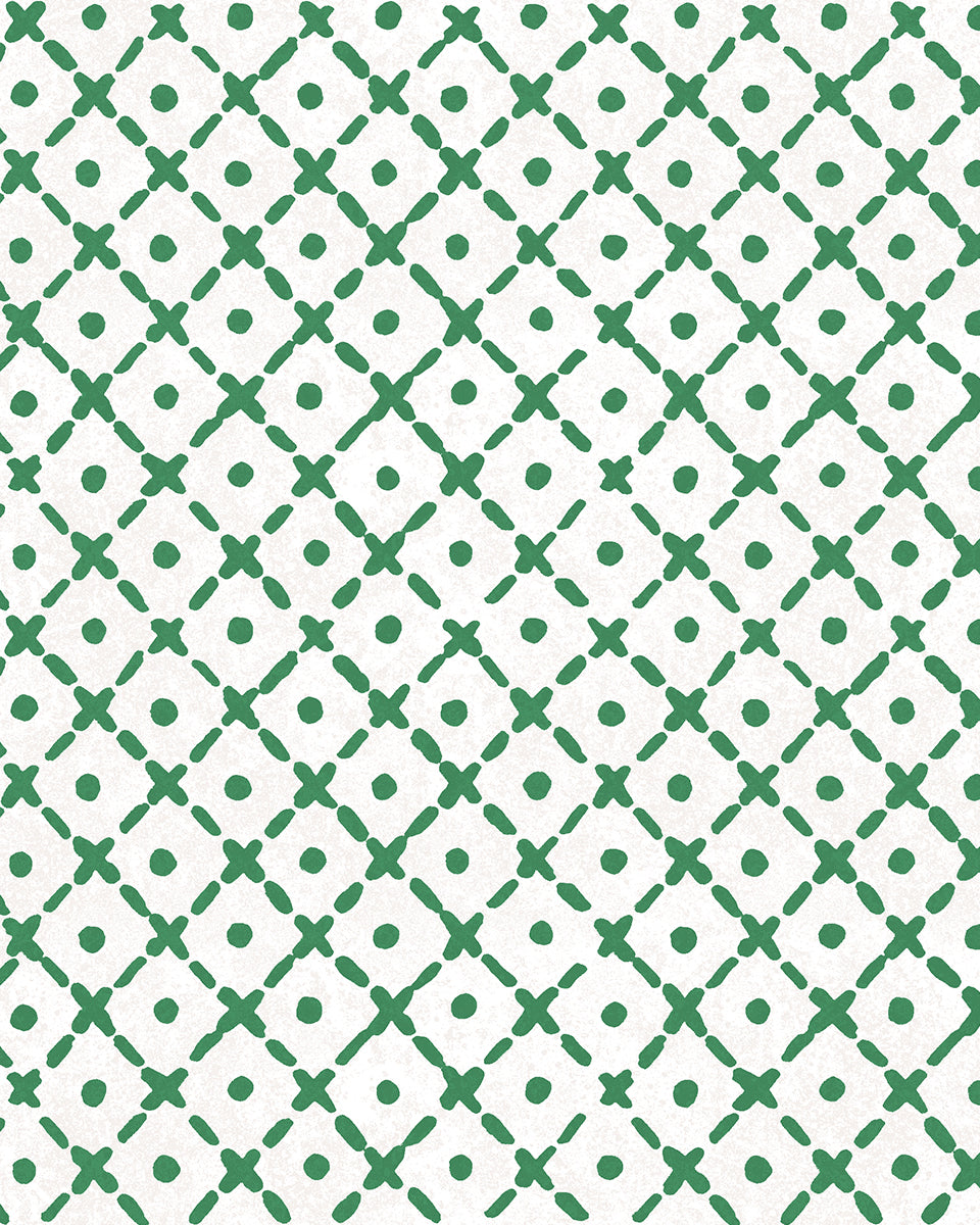 'Matelassé' Wallpaper by Clare V. - Evergreen White