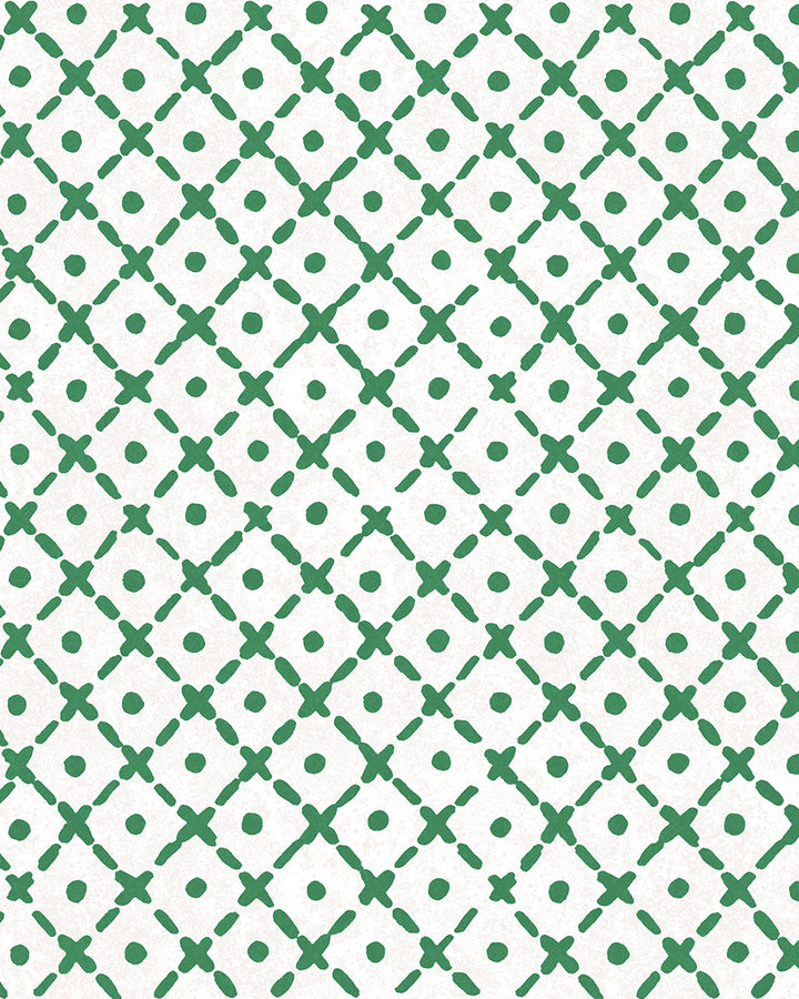 'Matelassé' Wallpaper by Clare V. - Evergreen White