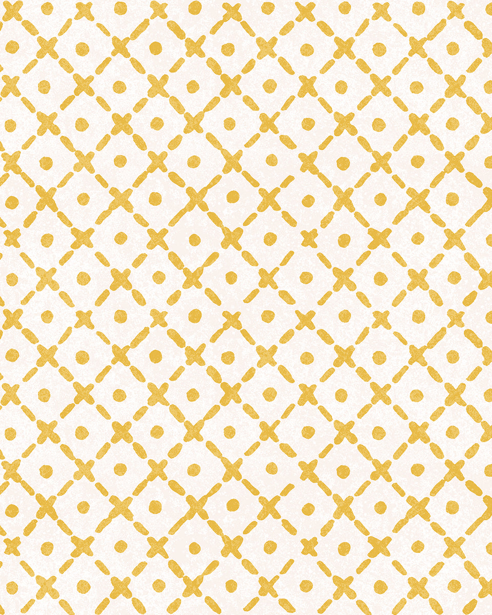 'Matelassé' Wallpaper by Clare V. - Yellow