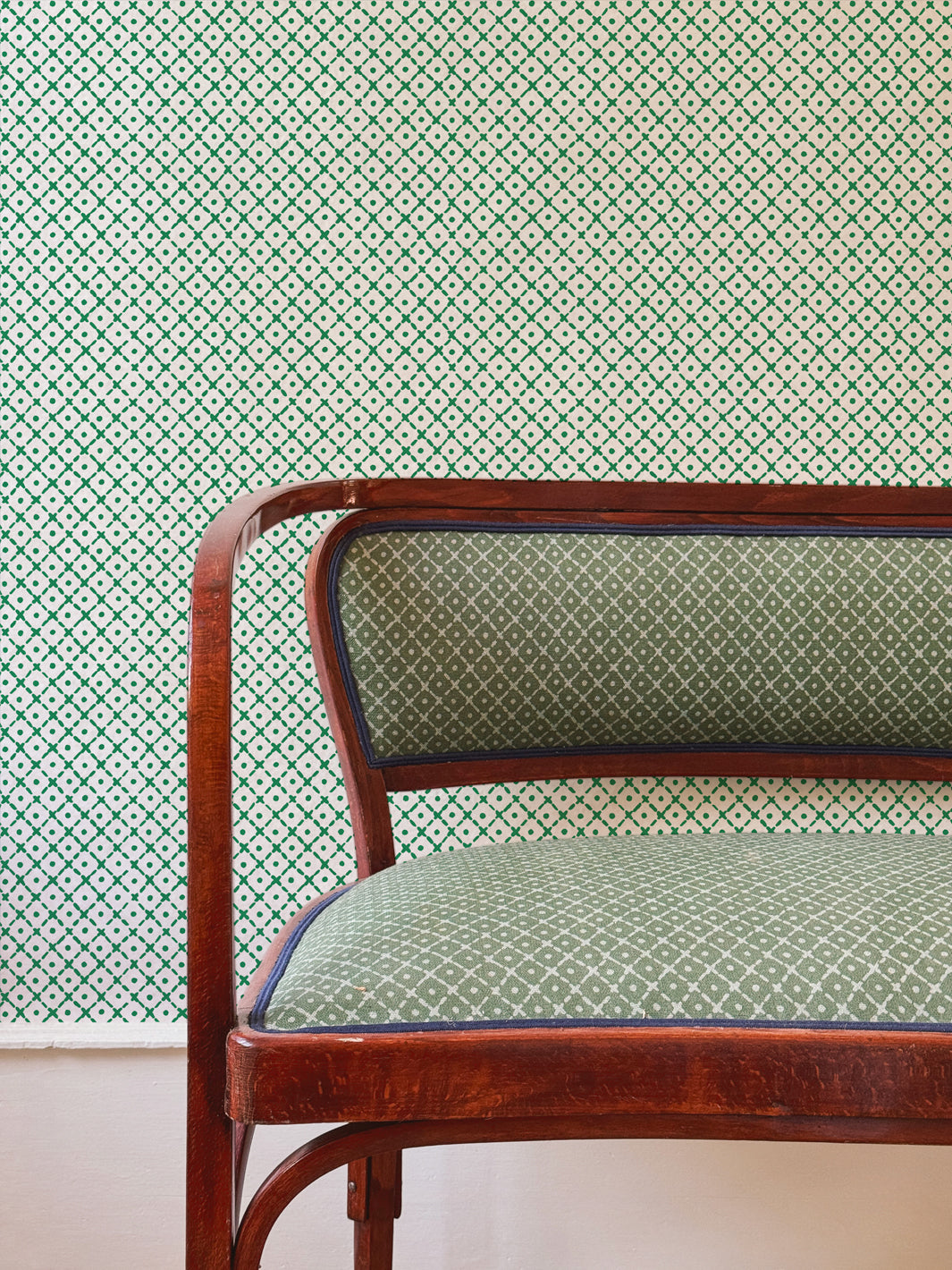 'Matelassé' Wallpaper by Clare V. - Evergreen White