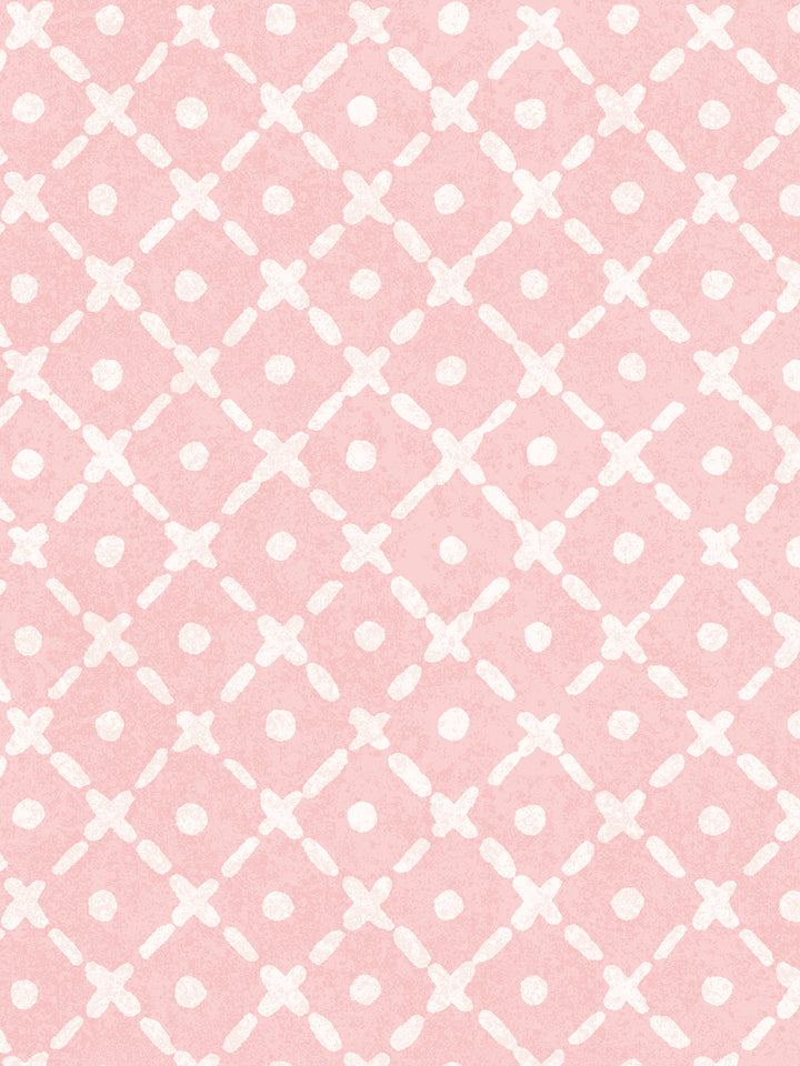 'Matelassé' Wallpaper by Clare V. - Pink Petal