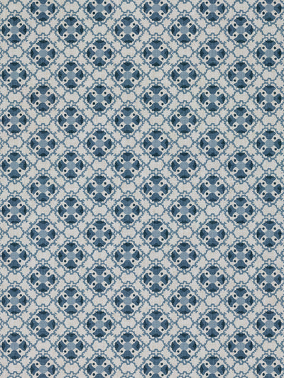 'Medallion All Over' Linen Fabric by Nathan Turner - Blue