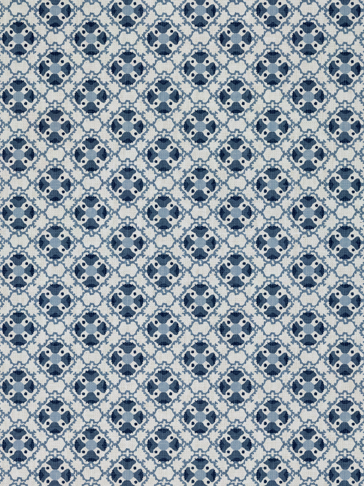 medallion allover linen fabric by nathan turner darker blue