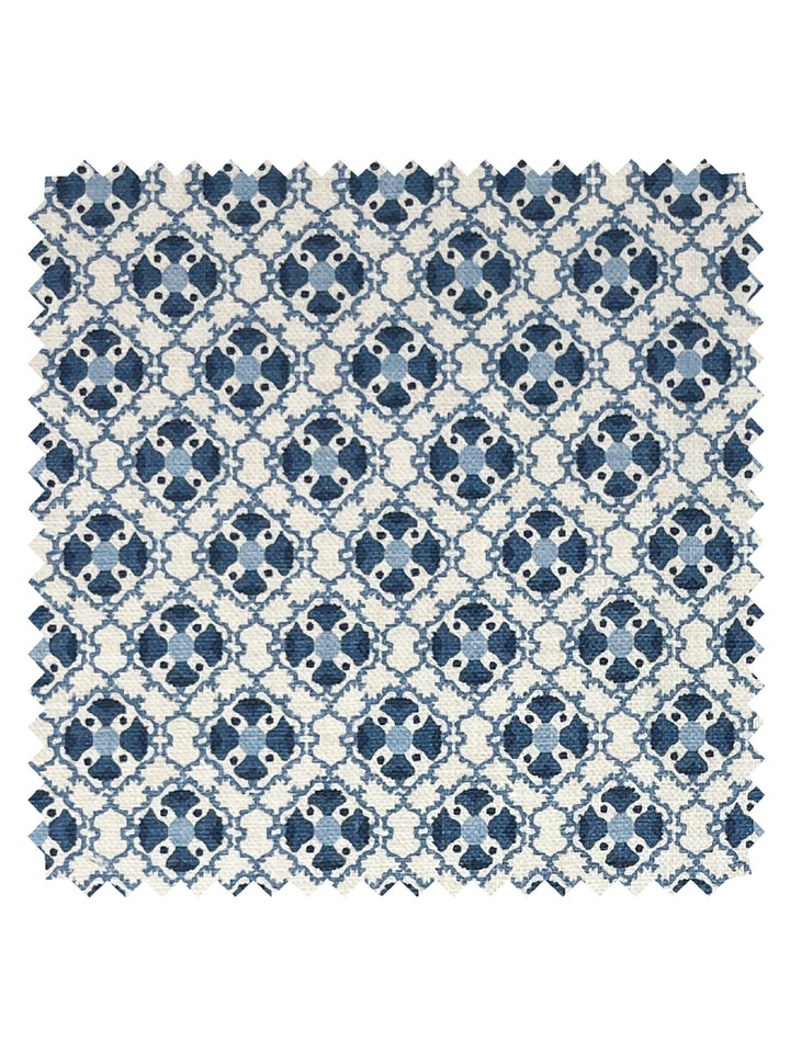 medallion allover linen fabric by nathan turner darker blue