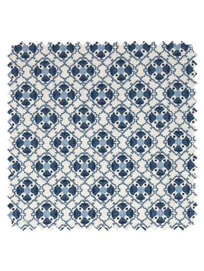 'Medallion All Over' Linen Fabric by Nathan Turner - Darker Blue
