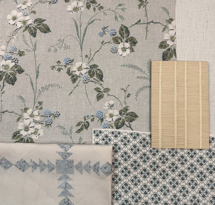 medallion allover linen fabric by nathan turner darker blue