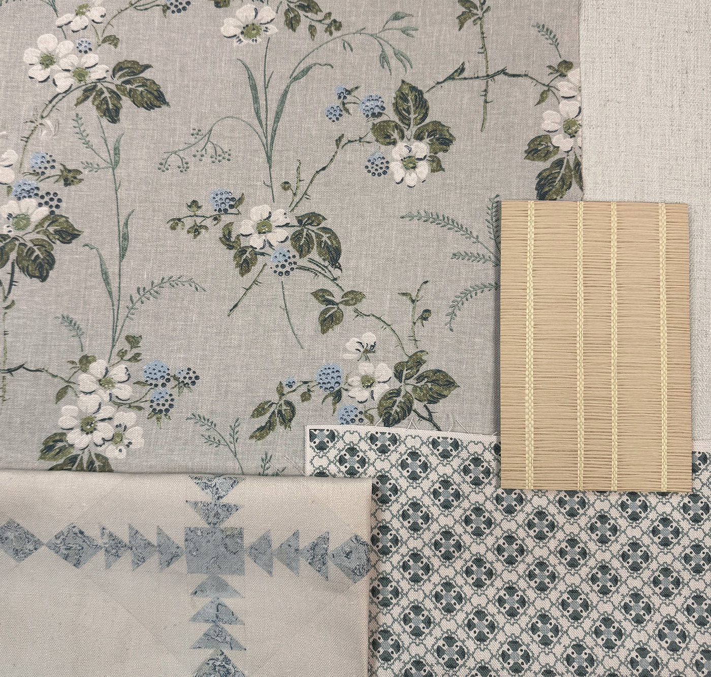 medallion allover linen fabric by nathan turner darker blue