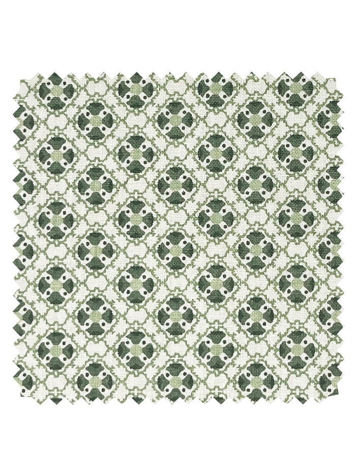 Medallion All Over' Linen Fabric by Nathan Turner - Green
