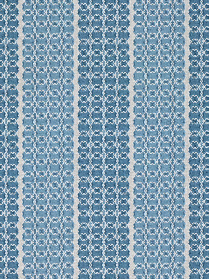 medallion stripe linen fabric by nathan turner blue