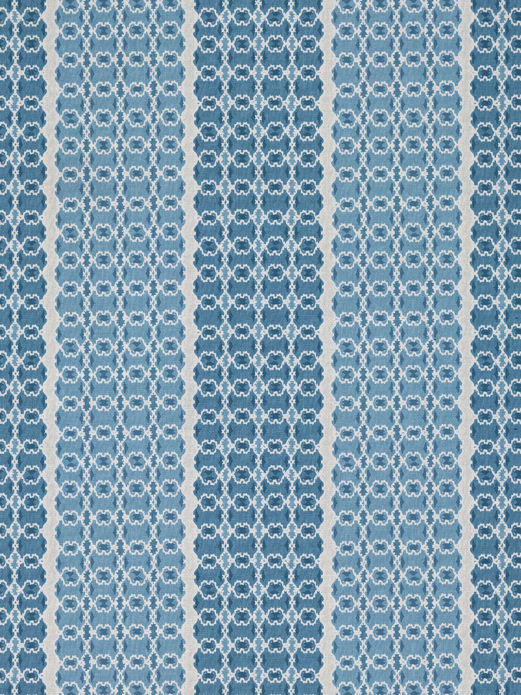 'Medallion Stripe' Linen Fabric by Nathan Turner - Blue