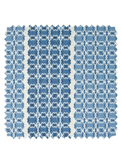 'Medallion Stripe' Linen Fabric by Nathan Turner - Blue