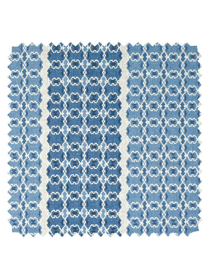 Medallion Stripe' Linen Fabric by Nathan Turner - Blue