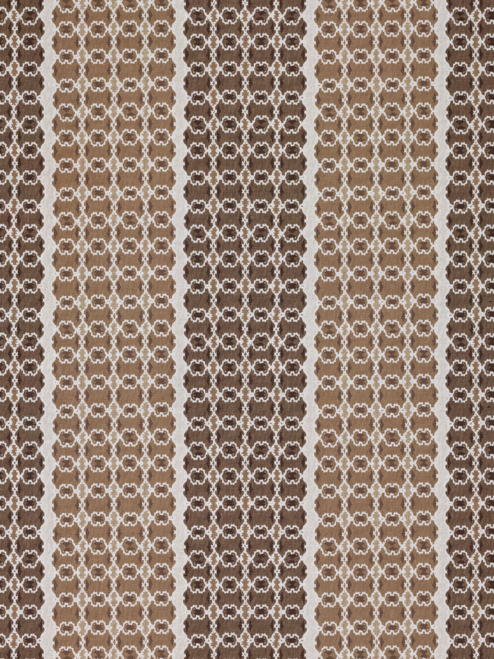 medallion stripe linen fabric by nathan turner brown