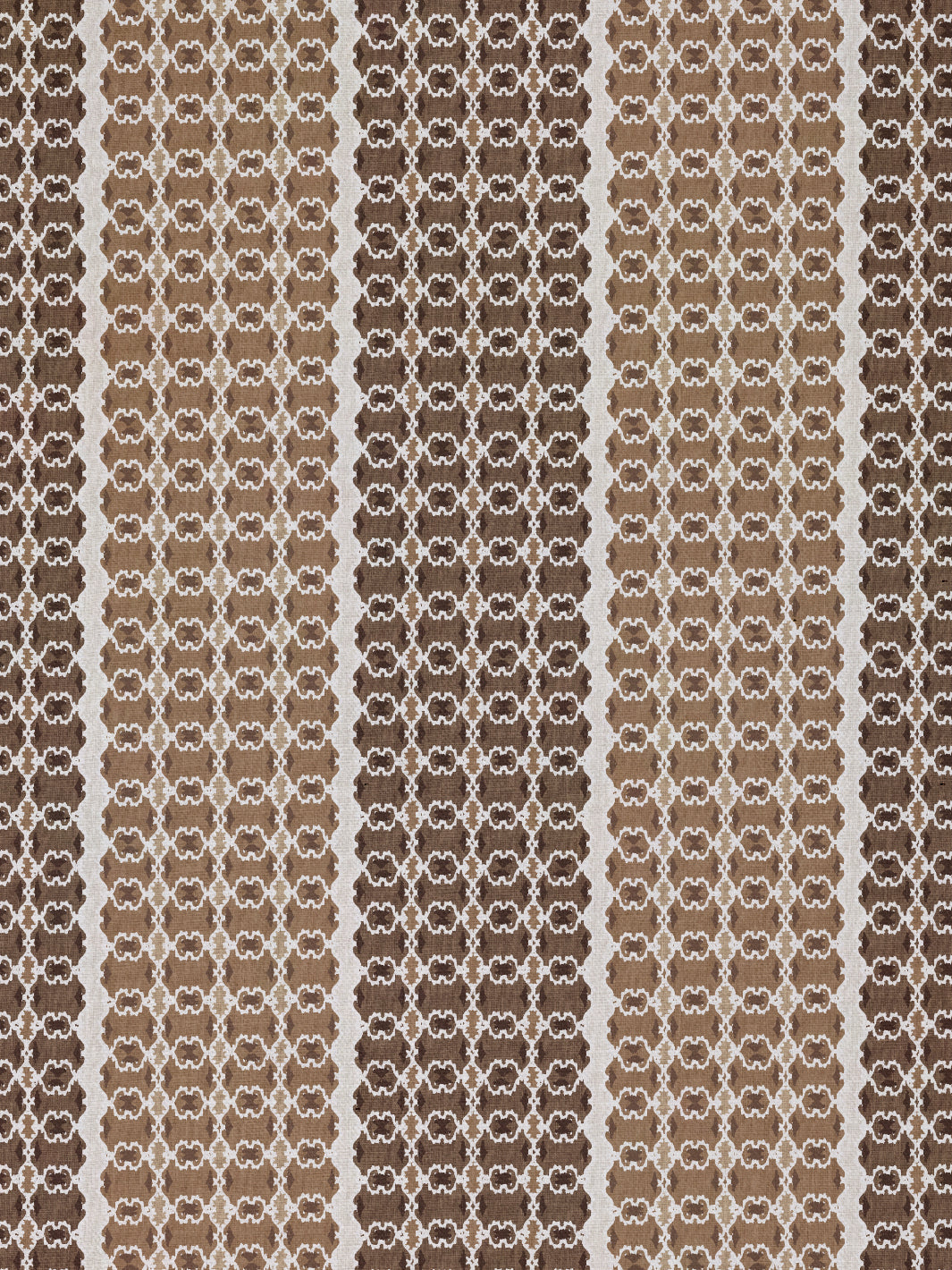 'Medallion Stripe' Linen Fabric by Nathan Turner - Brown