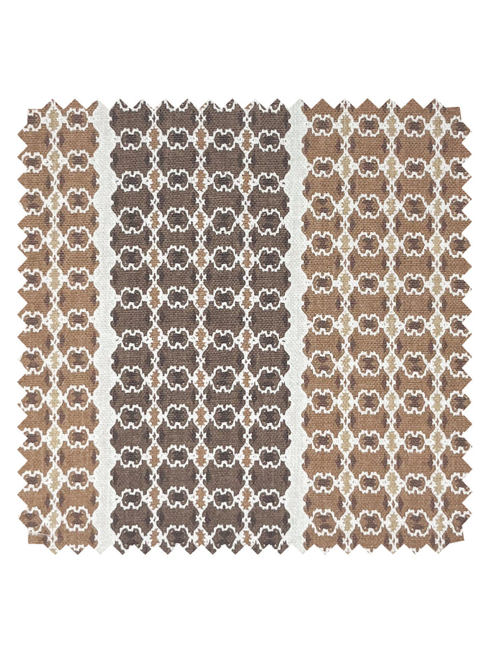 Medallion Stripe' Linen Fabric by Nathan Turner - Brown