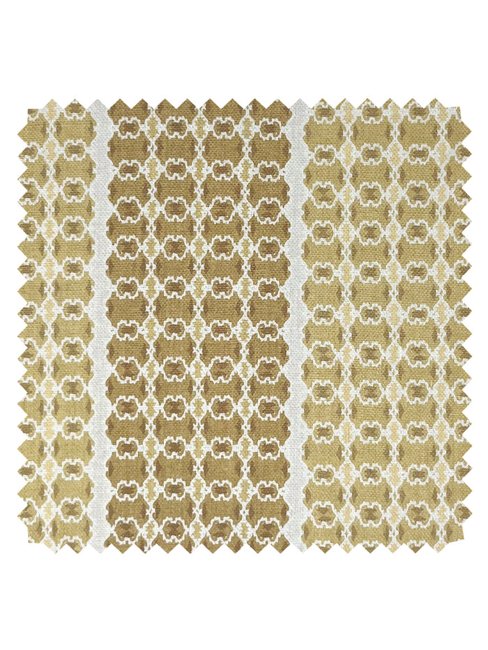 Medallion Stripe' Linen Fabric by Nathan Turner - Gold