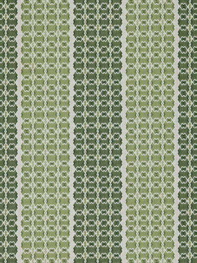 'Medallion Stripe' Linen Fabric by Nathan Turner - Green
