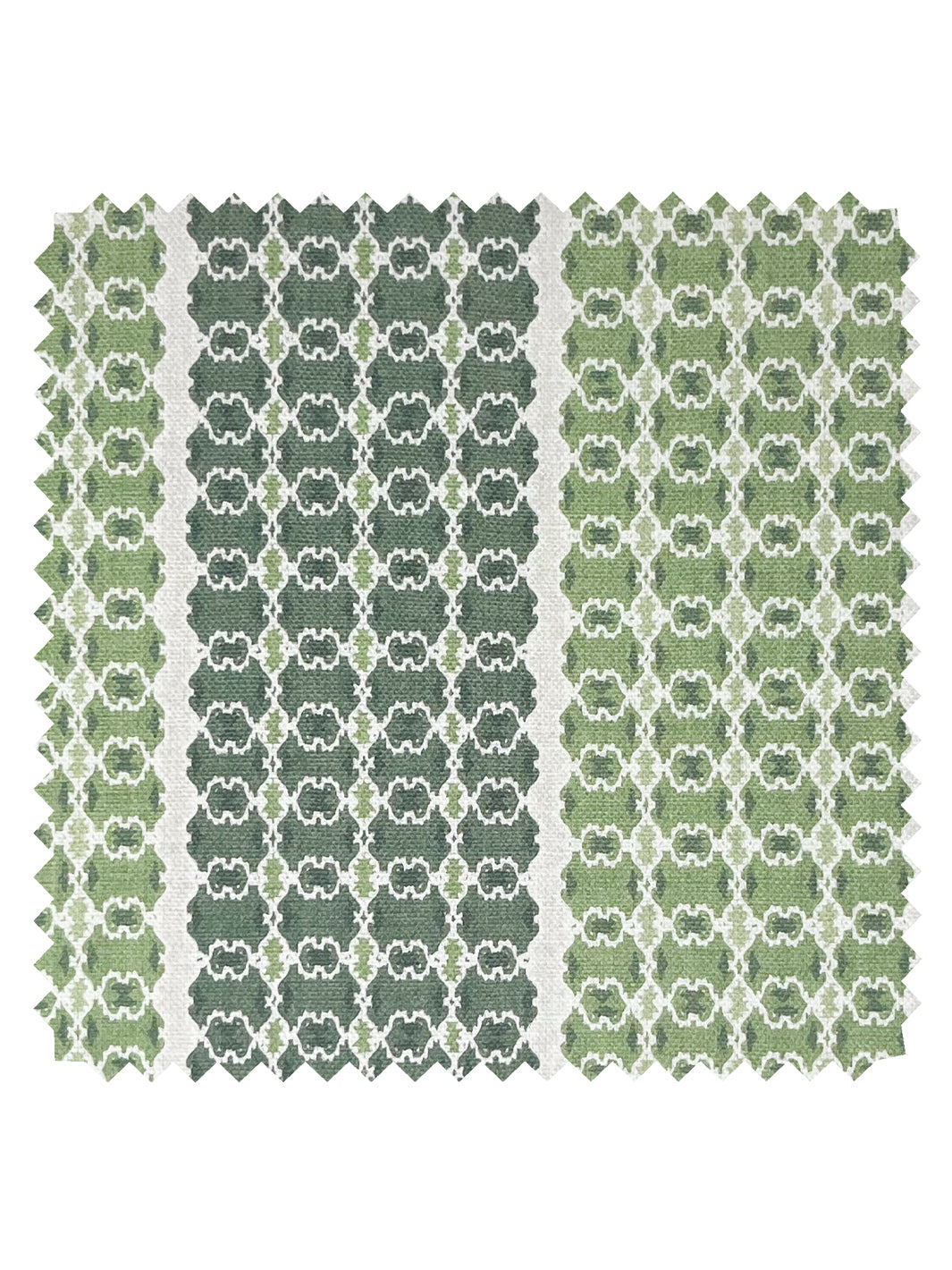 'Medallion Stripe' Linen Fabric by Nathan Turner - Green