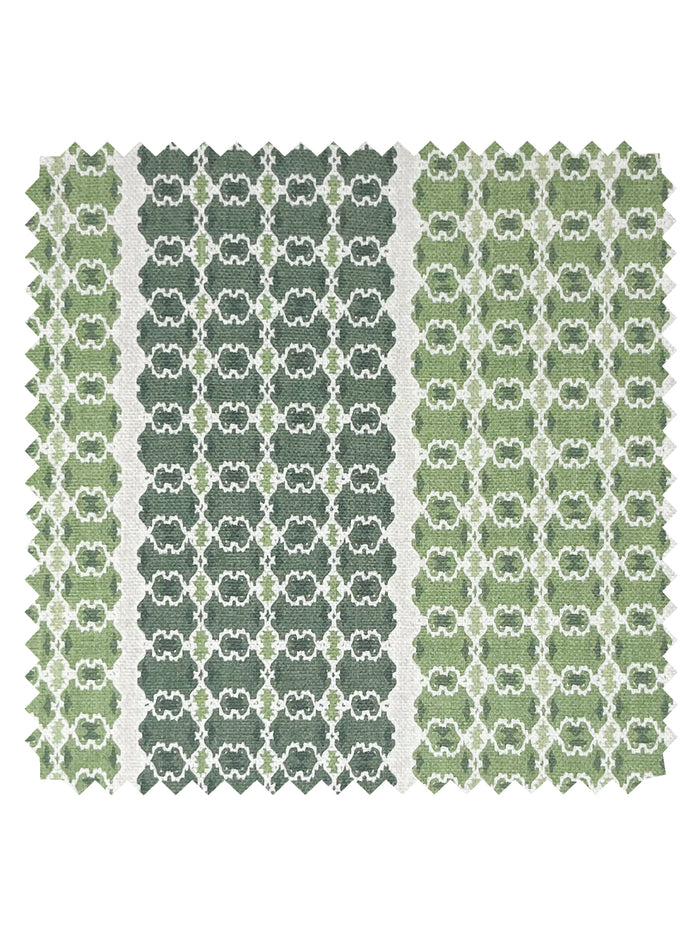 Medallion Stripe' Linen Fabric by Nathan Turner - Green