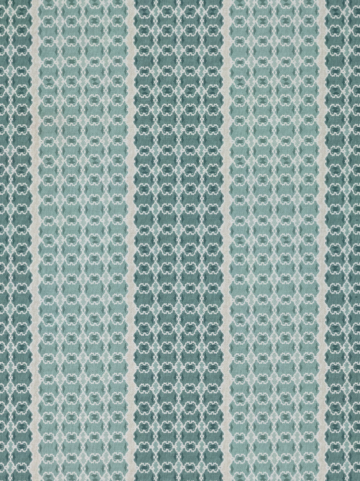 medallion stripe linen fabric by nathan turner seafoam