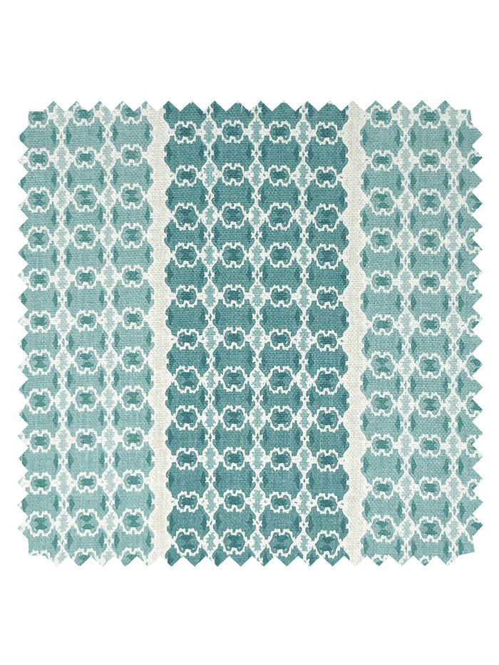 Medallion Stripe' Linen Fabric by Nathan Turner - Seafoam