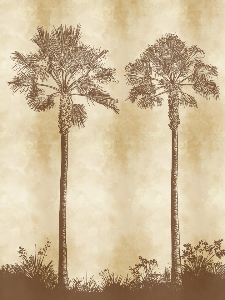 'Midnight Palm' Mural Wallpaper by Flint Wood & Hicks - Cream Brown