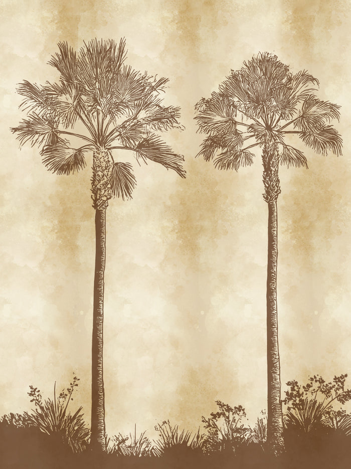 'Midnight Palm' Mural Wallpaper by Flint Wood & Hicks - Cream Brown