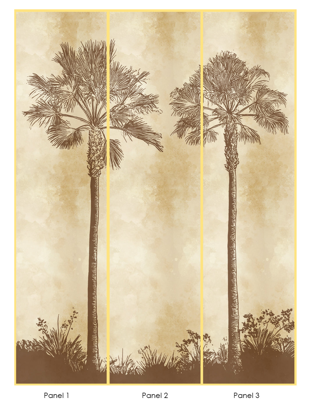 'Midnight Palm' Mural Wallpaper by Flint Wood & Hicks - Cream Brown