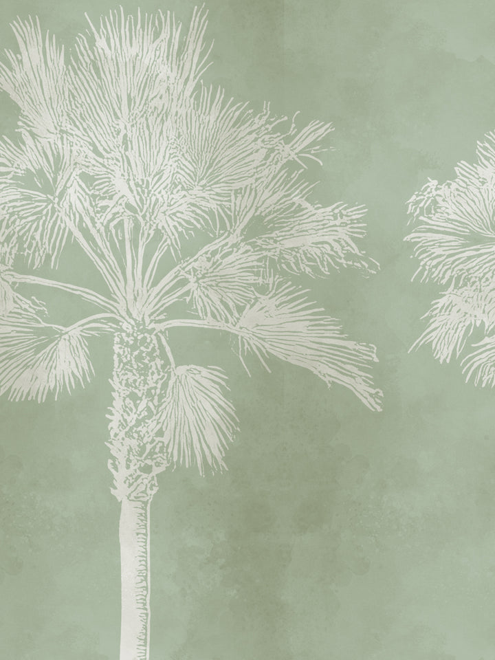 'Midnight Palm' Mural Wallpaper by Flint Wood & Hicks - Green Cream
