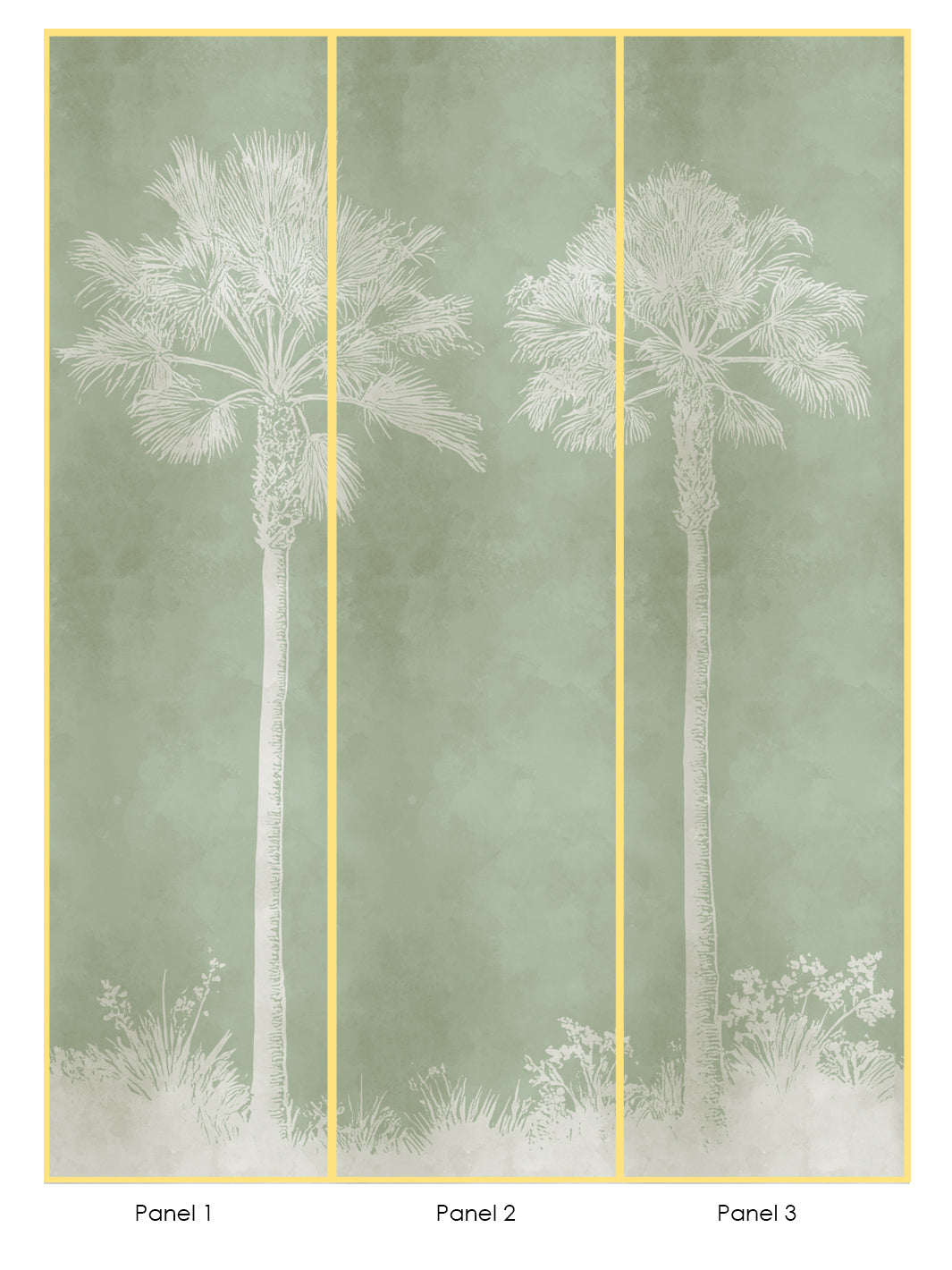 'Midnight Palm' Mural Wallpaper by Flint Wood & Hicks - Green Cream