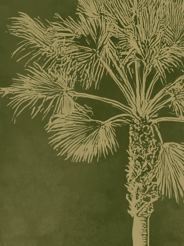 'Midnight Palm' Mural Wallpaper by Flint Wood & Hicks - Dark Olive
