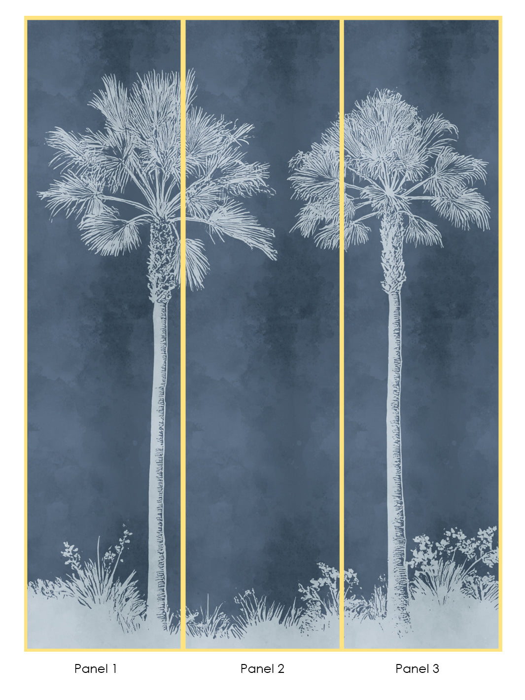 'Midnight Palm' Mural Wallpaper by Flint Wood & Hicks - Midnight Blue