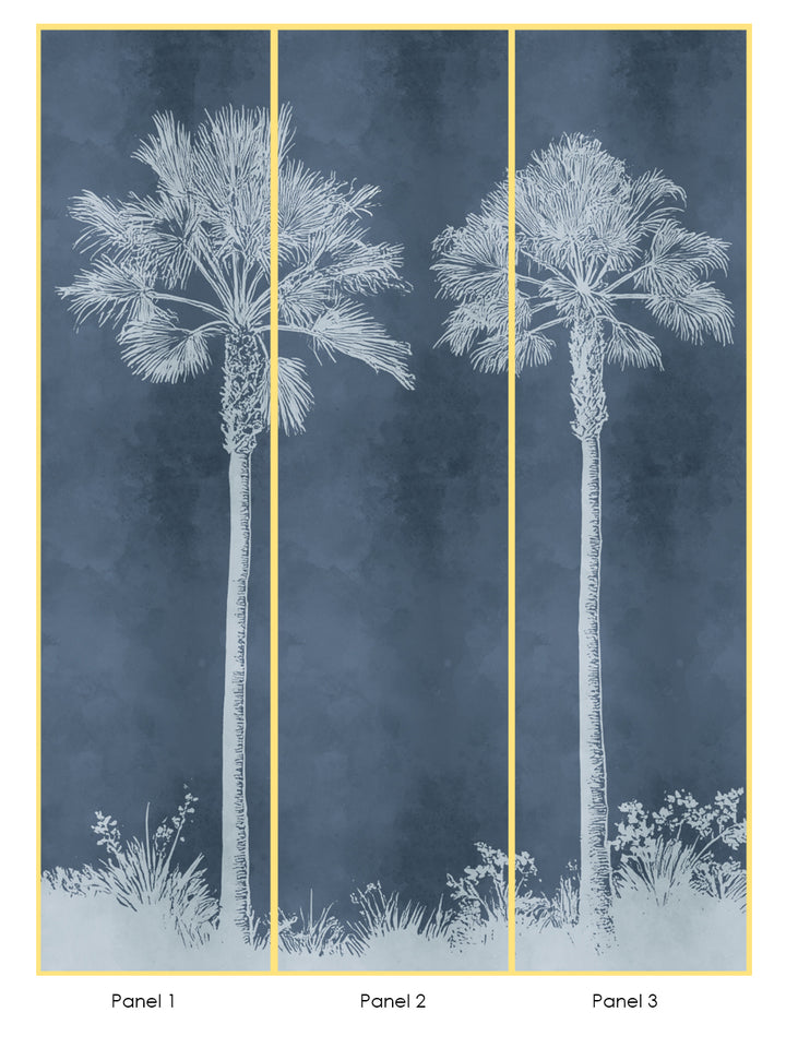 'Midnight Palm' Mural Wallpaper by Flint Wood & Hicks - Midnight Blue