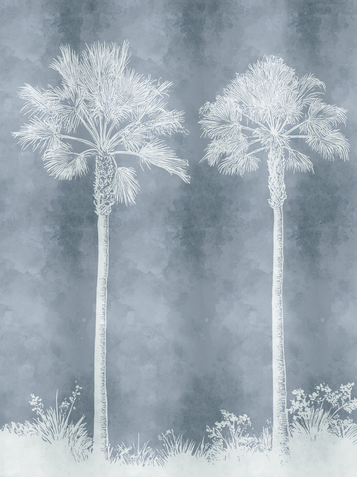 'Midnight Palm' Mural Wallpaper by Flint Wood & Hicks - Slate Blue