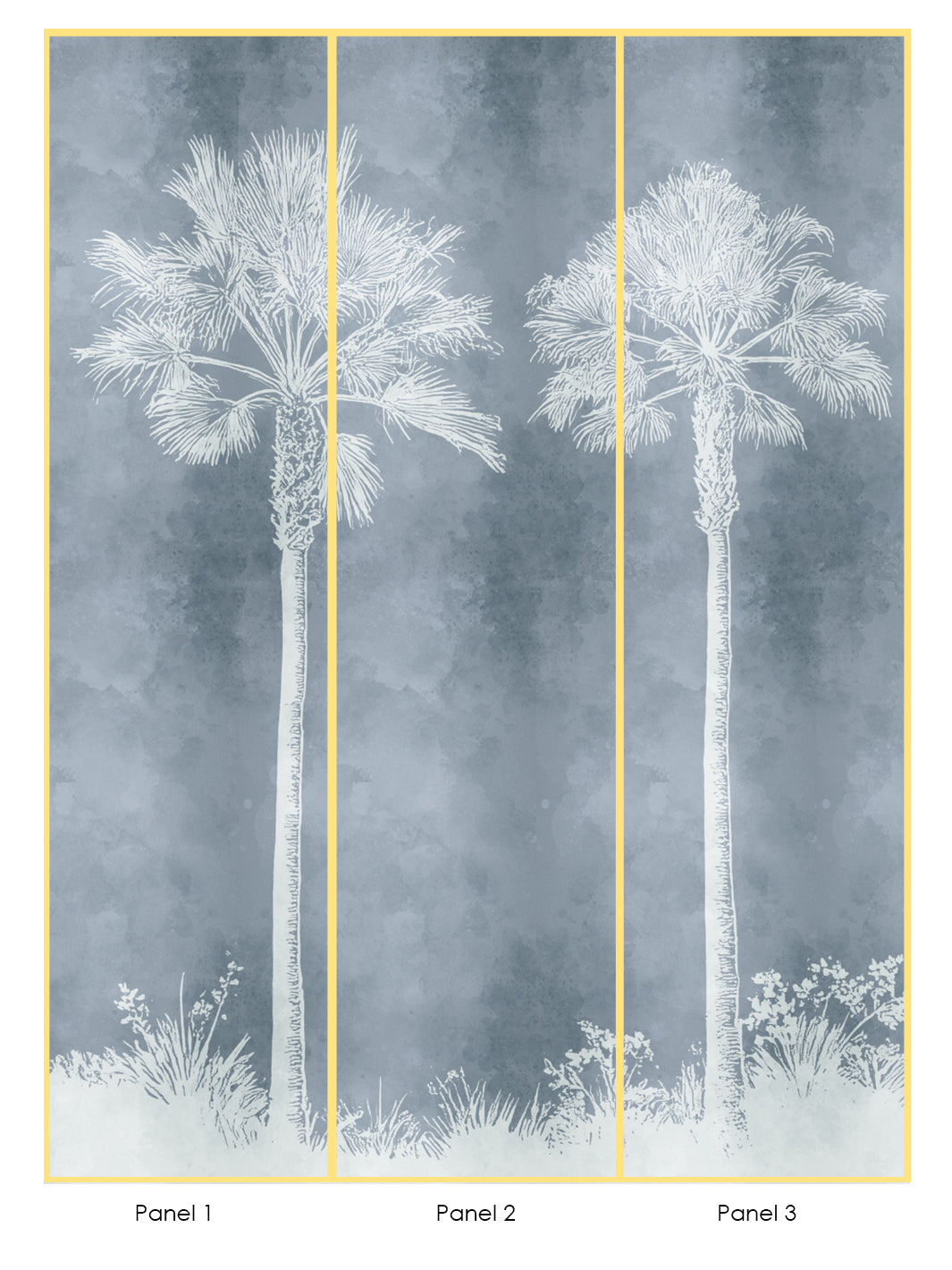 'Midnight Palm' Mural Wallpaper by Flint Wood & Hicks - Slate Blue